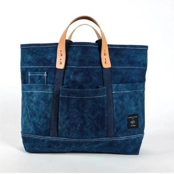 NWT Immodest Cotton Indigo canvas construction tote